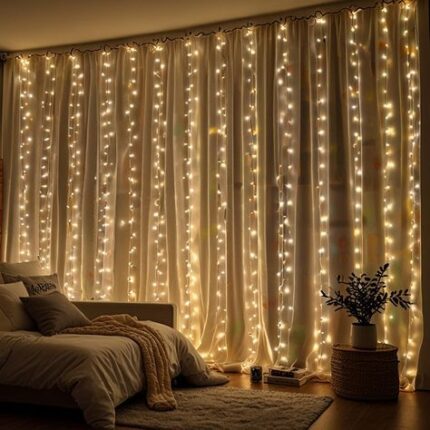 Curtain Lights 300 LED Fairy String Lights with Remote & USB – Warm/Multicolor