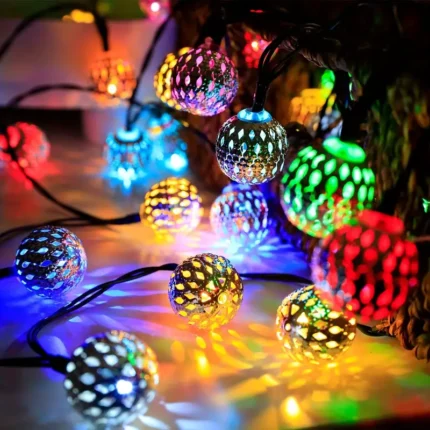 Golden Metal Ball Fairy Lights – 20 LED String Lights