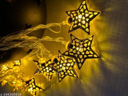 Star Shaped Warm LED Light – 12 Feet, 14 Glowing Bulbs, Durable Non-Corrosive Metal