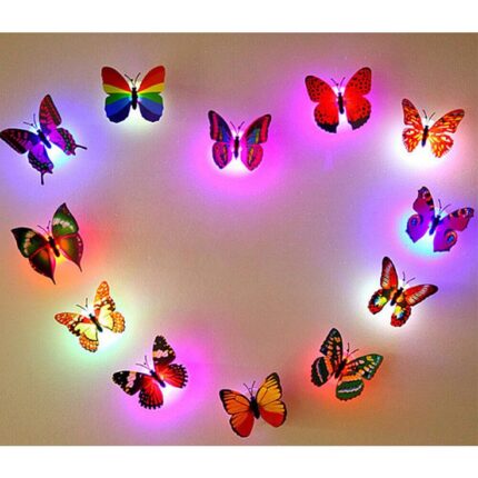 Colorful Glowing Butterfly Night Light | 3D Wall Sticker | LED Decorative Light