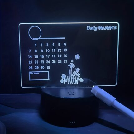 Creative 3D LED Light DIY USB Note Board | Acrylic Night Light with Erasable Pen